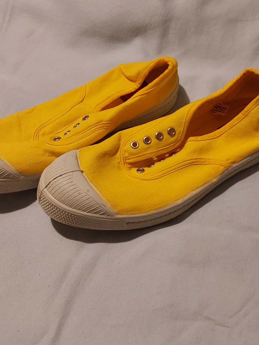 Kids Bright Yellow Slip-On Canvas Sneakers with Cream Toe